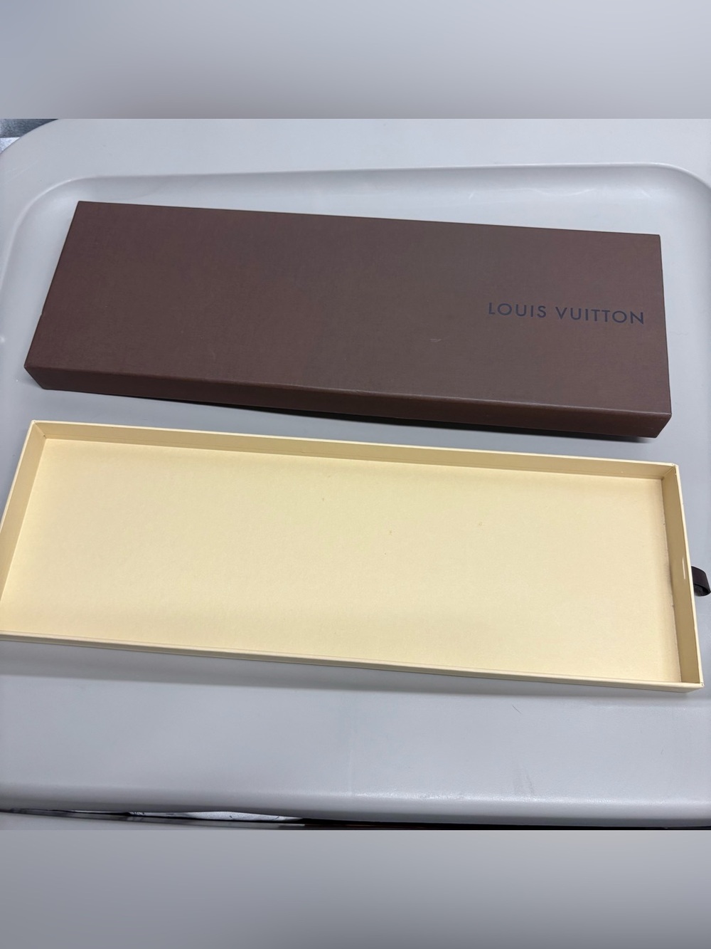 Pre 2016 Louis Vuitton Long Accessory Box in Brown and Cream